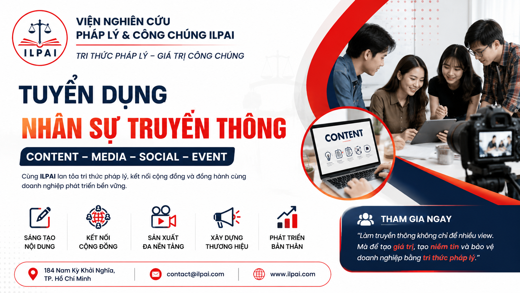 ILPAI TUYỂN DỤNG NHÂN SỰ TRUYỀN THÔNG – CONTENT – MEDIA