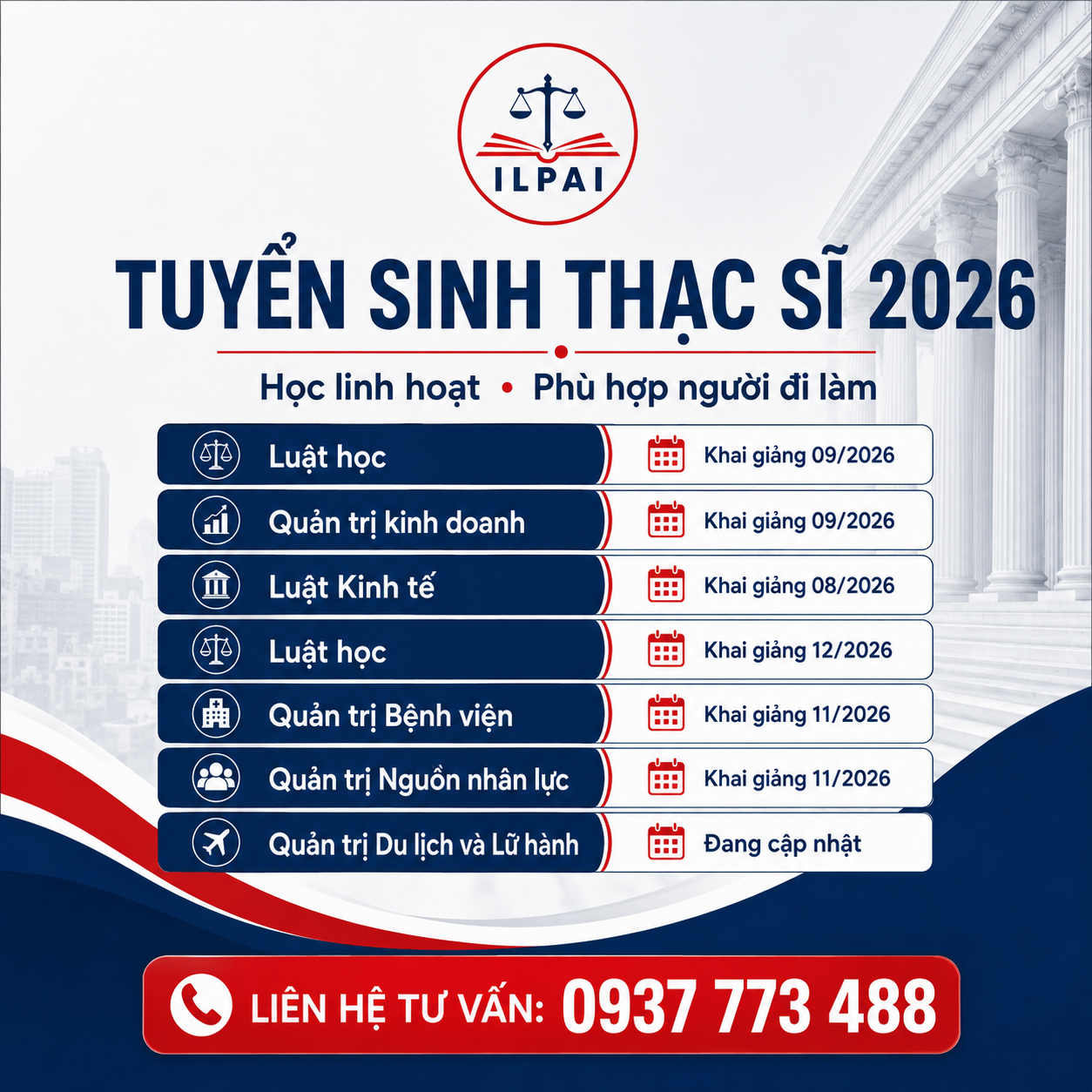 Tuyển sinh Thạc sĩ ILPAI 2026 - Các ngành đào tạo